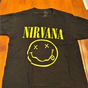 NIRVANA Black Tee with Neon Yellow Logo